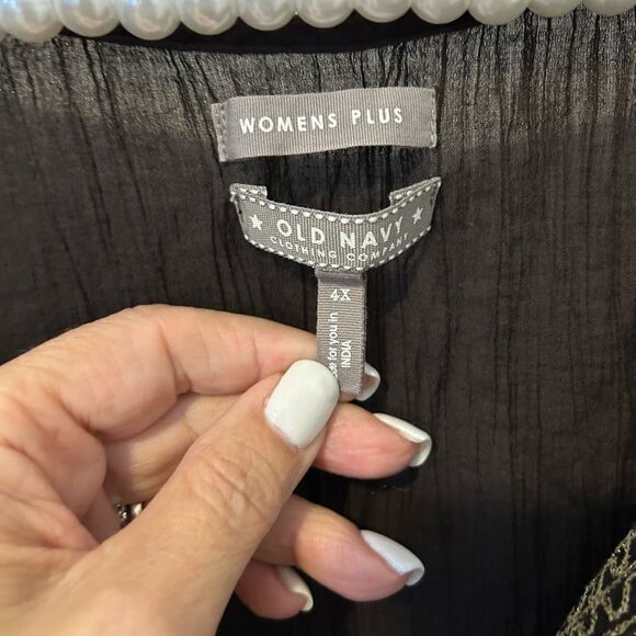 Old Navy Womens 4X plus Tunic Brown swim coverup Embroidered coastal beach gauzy - Picture 7 of 9